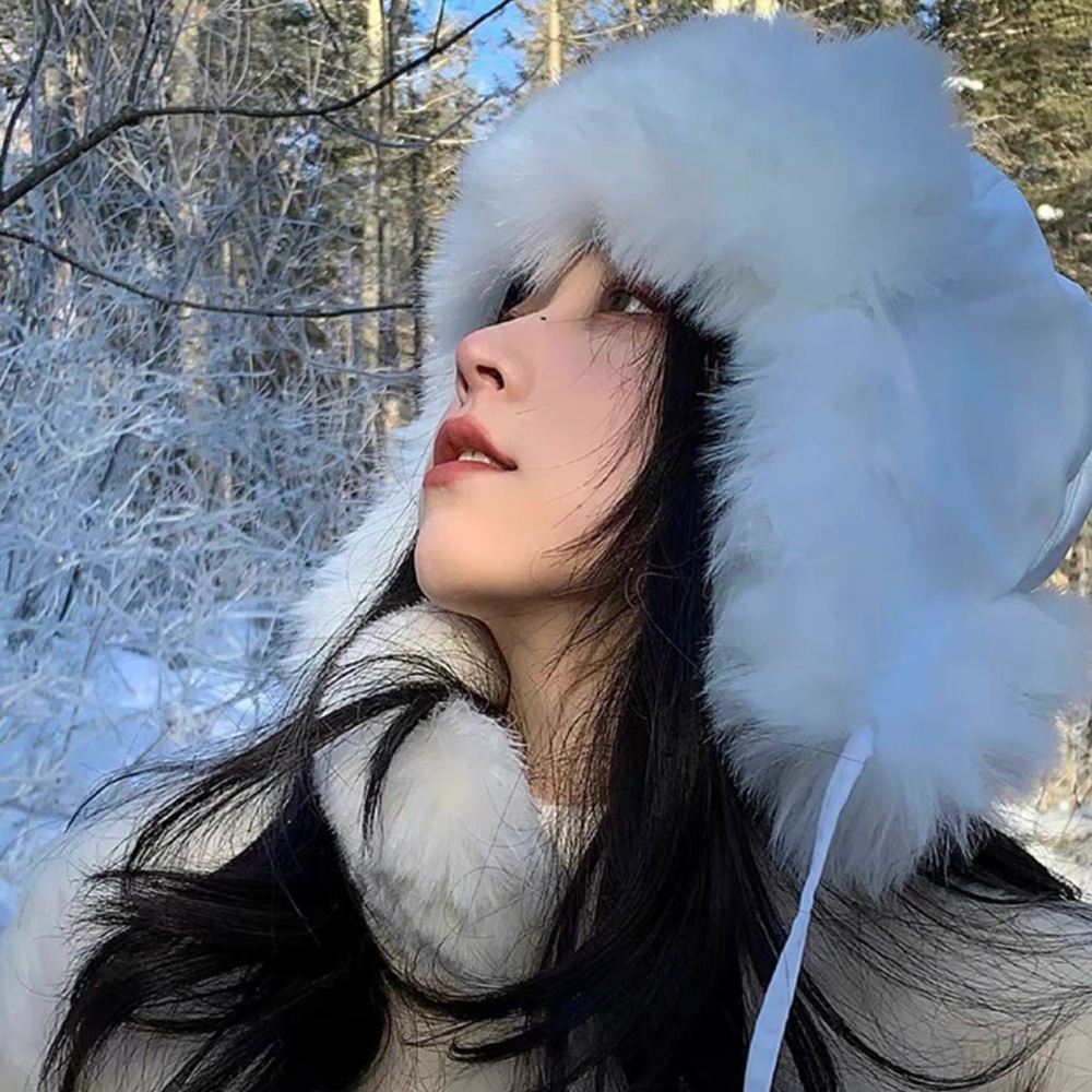 fluffy faux fox fur winter hat